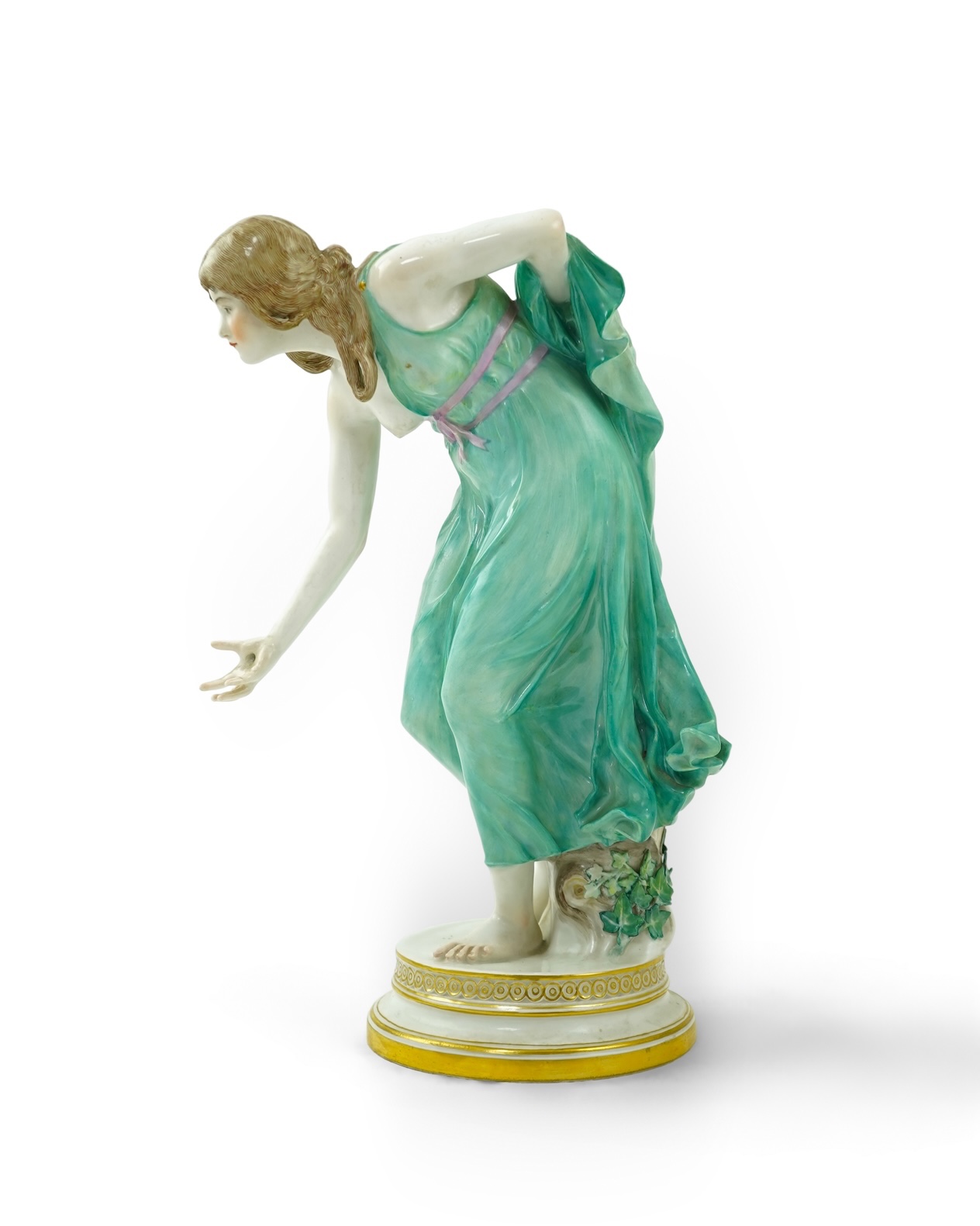 A Meissen porcelain figure, known as the 'Kugelspielerin', circa 1905, modelled by Walter Schott